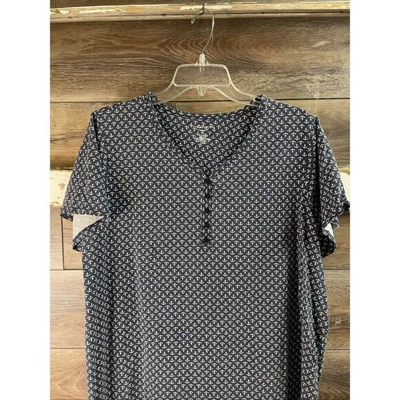 CROFT & BARROW Women’s House Dress Nautical Anchors Size 1X Blue White - Picture 5 of 6